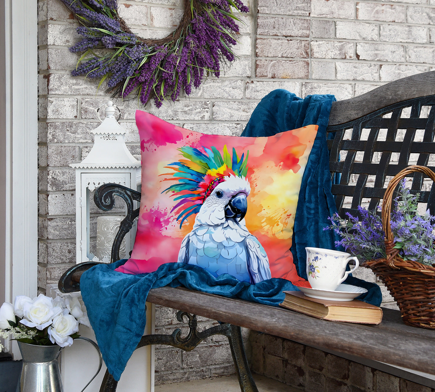 Hippie Animal Cockatoo Throw Pillow