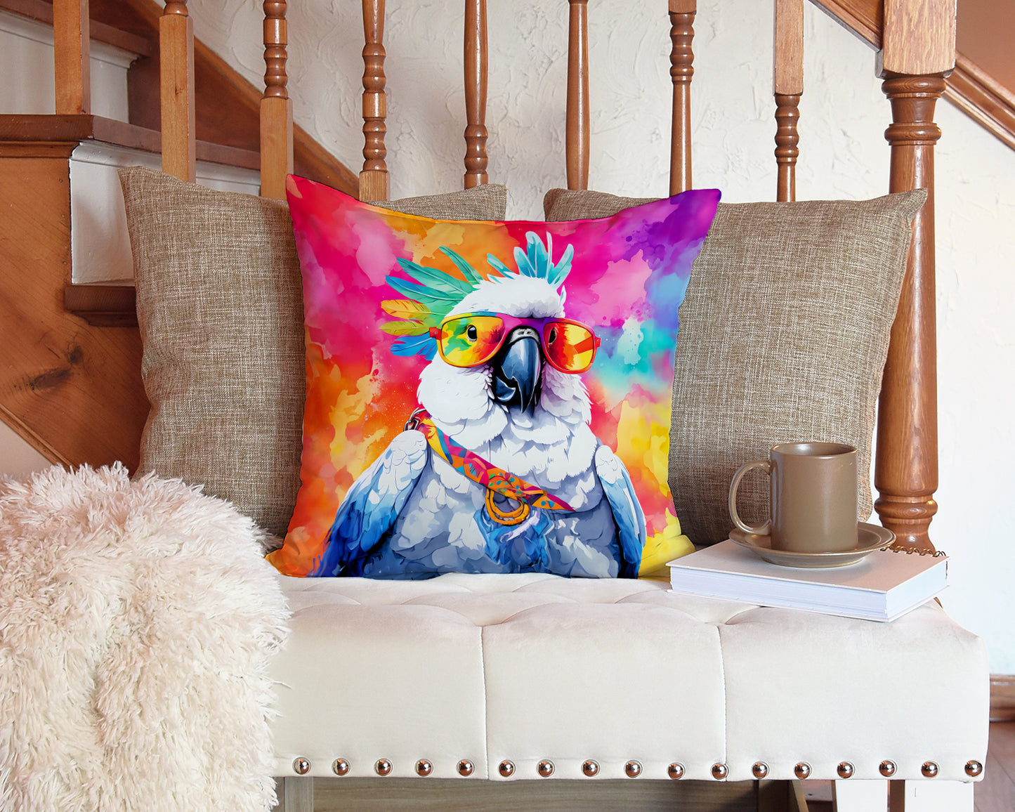 Hippie Animal Cockatoo Throw Pillow