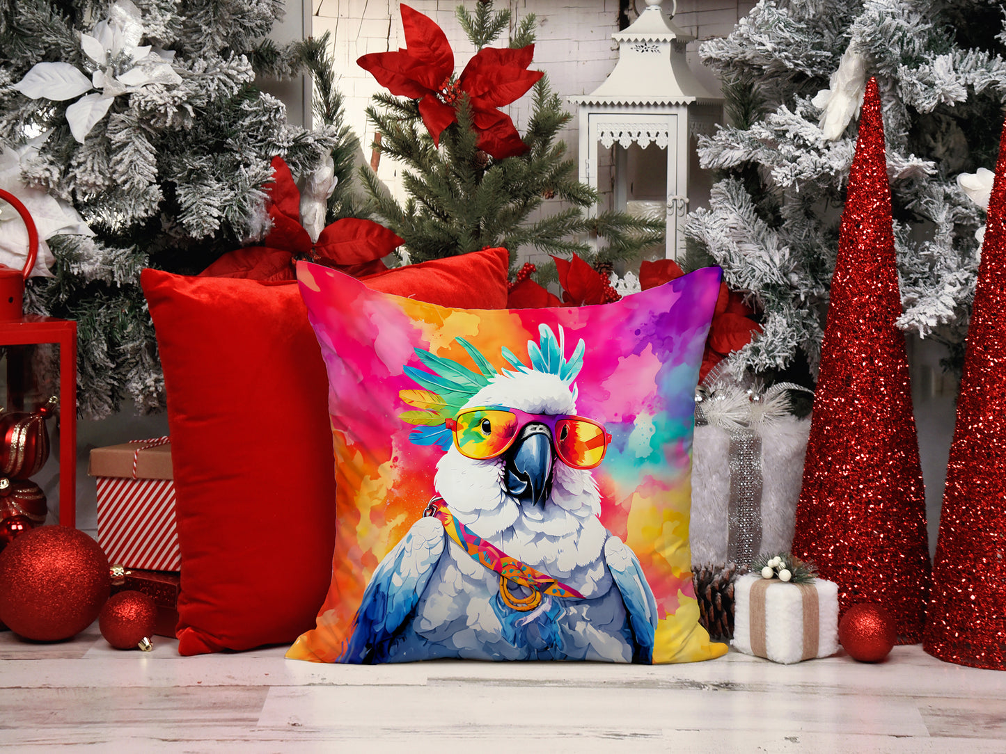 Hippie Animal Cockatoo Throw Pillow