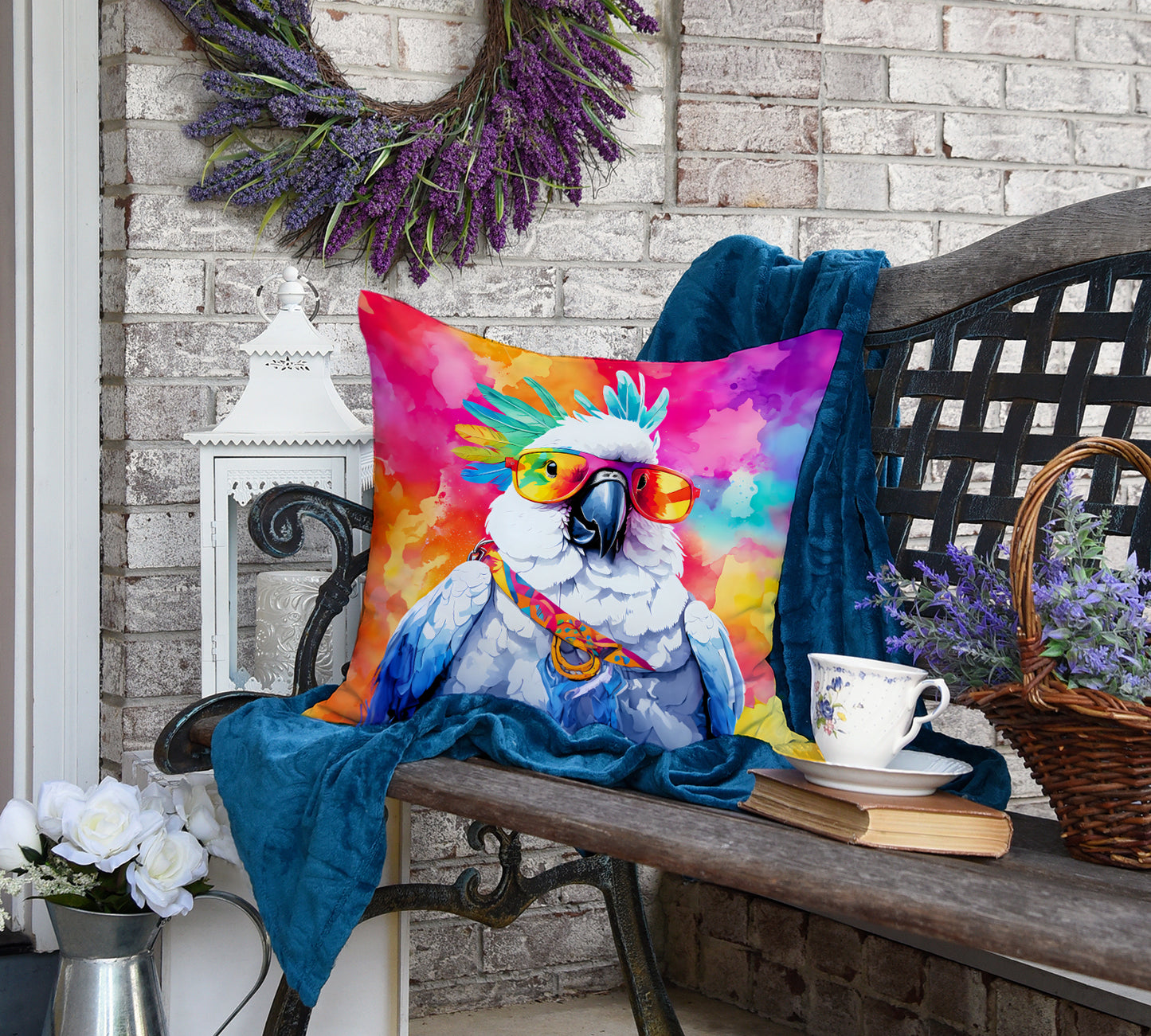 Hippie Animal Cockatoo Throw Pillow