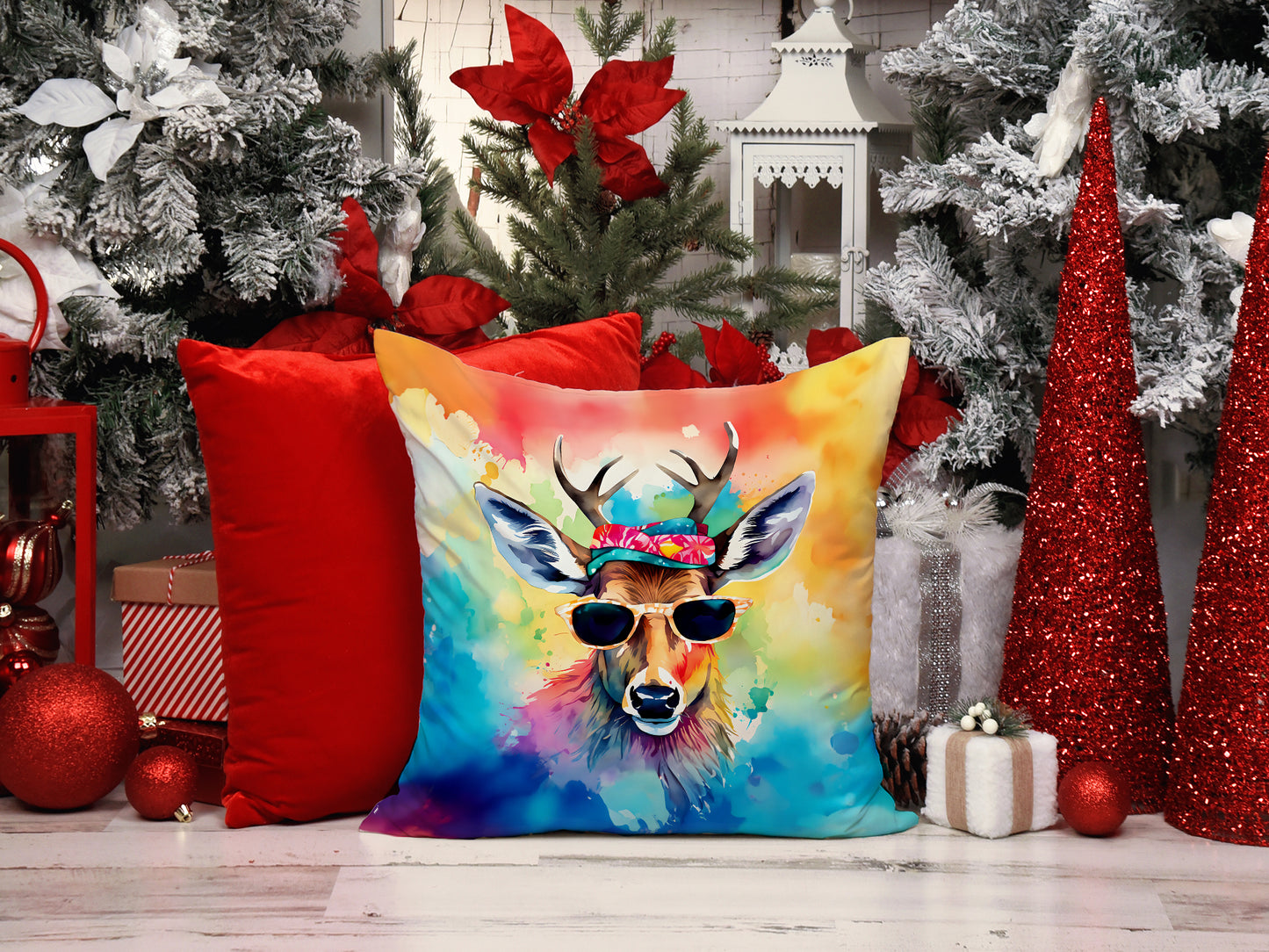 Hippie Animal Deer Throw Pillow