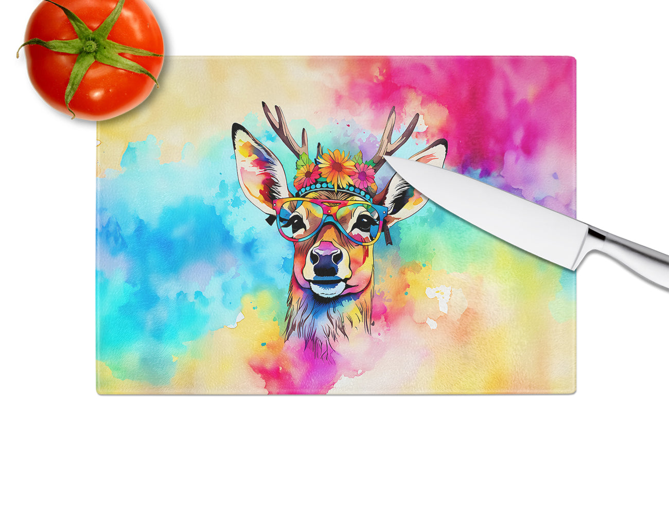 Hippie Animal Deer Glass Cutting Board