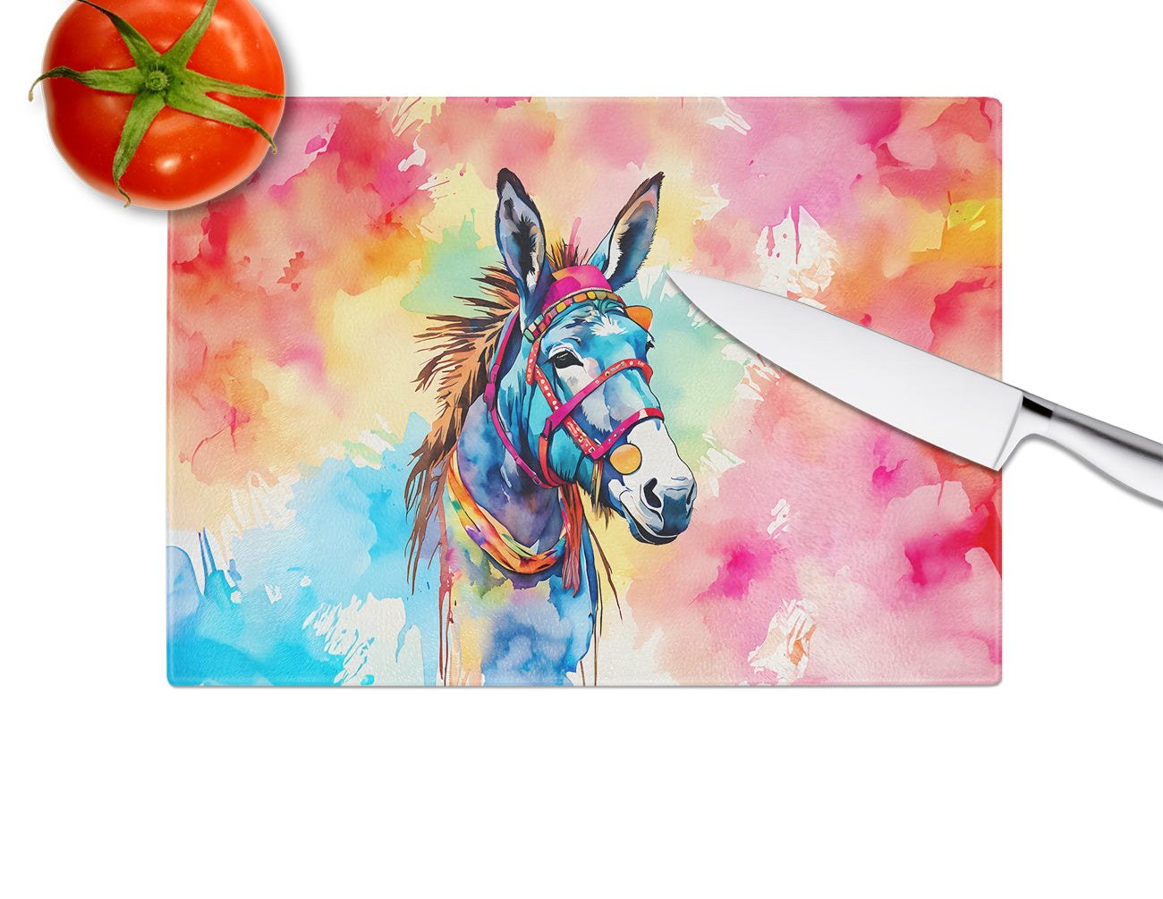 Hippie Animal Donkey Glass Cutting Board