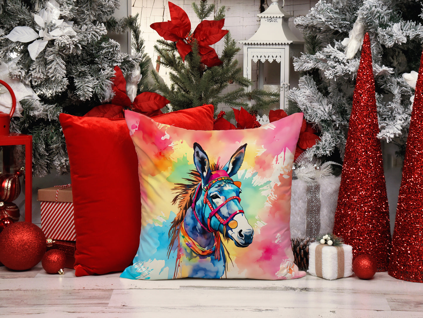 Hippie Animal Donkey Throw Pillow