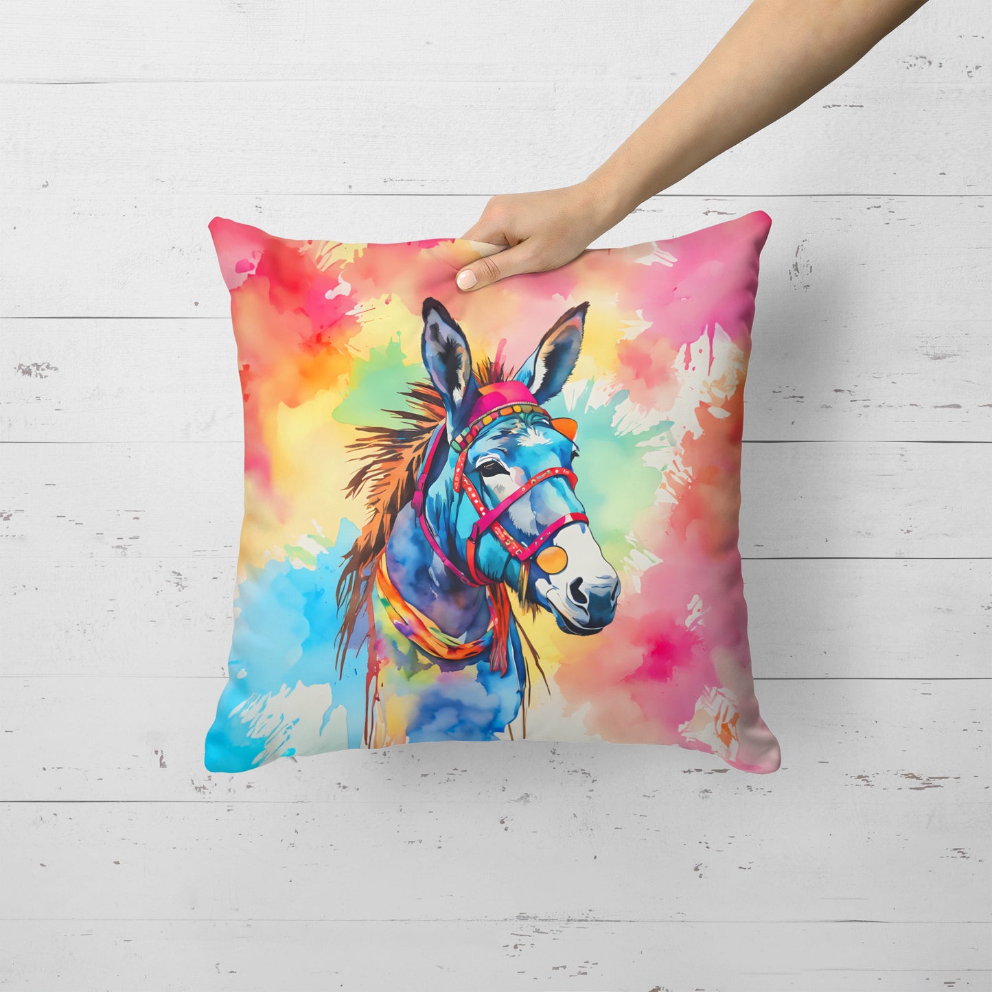 Hippie Animal Donkey Throw Pillow