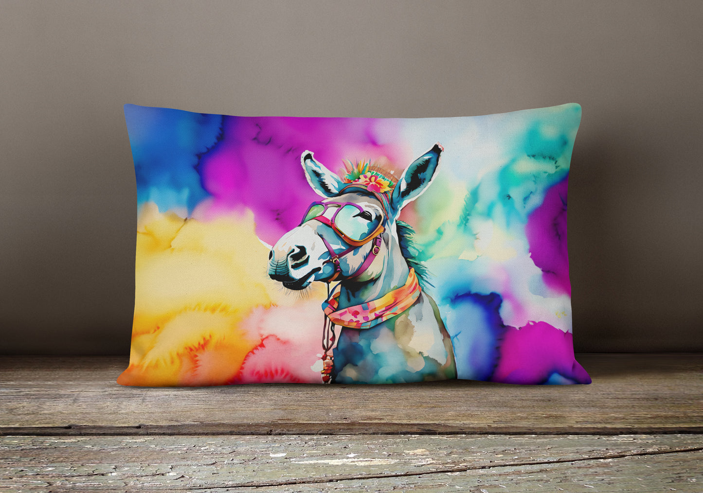 Hippie Animal Donkey Throw Pillow