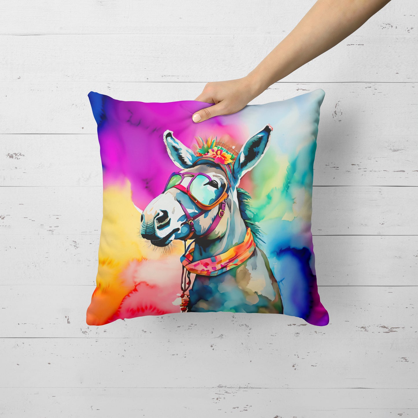 Hippie Animal Donkey Throw Pillow