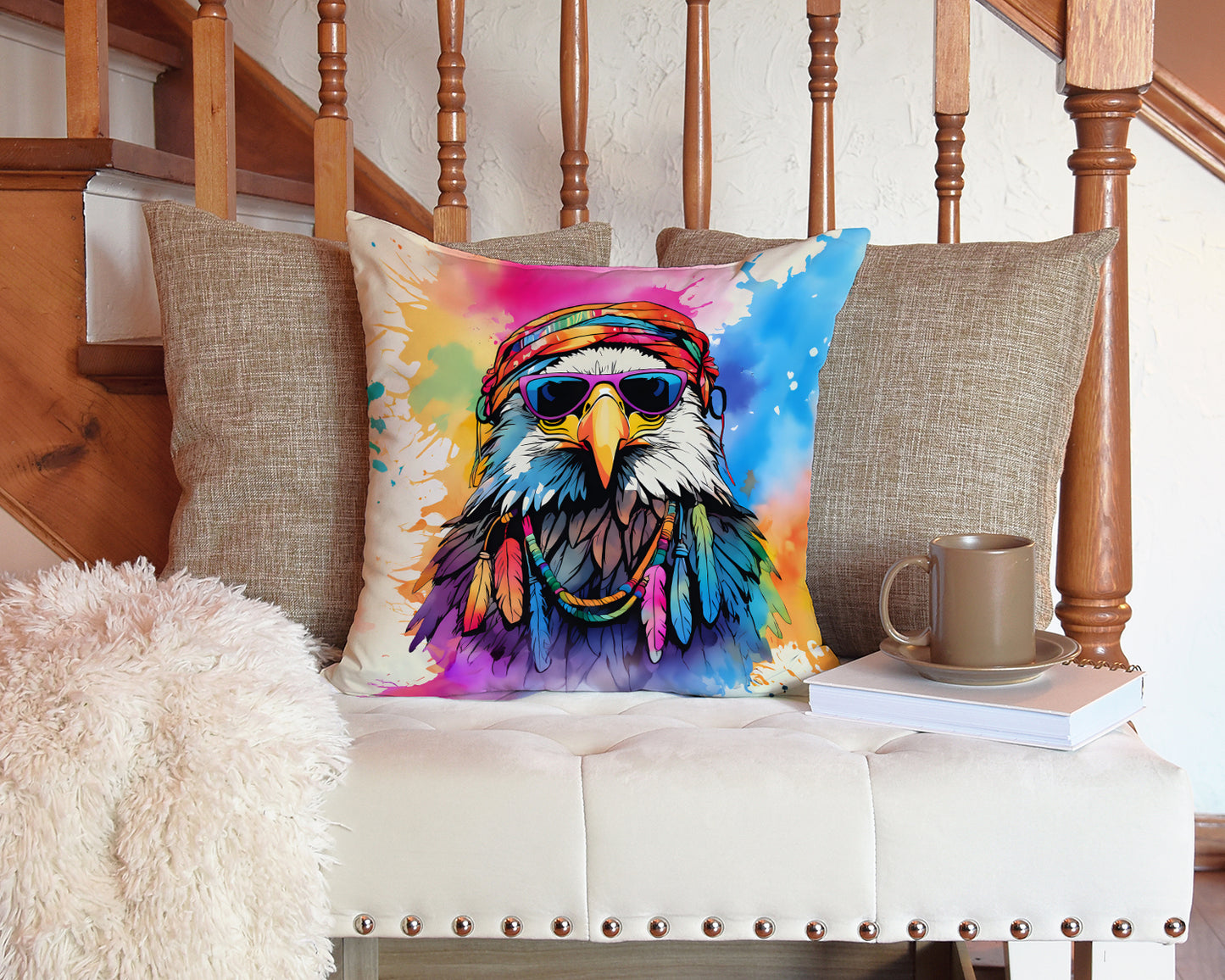 Hippie Animal Eagle Throw Pillow