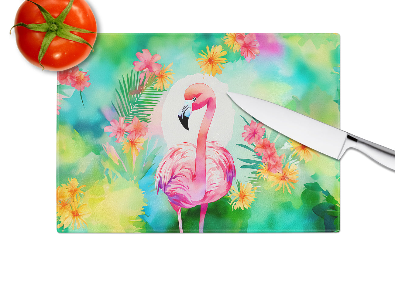 Hippie Animal Flamingo Glass Cutting Board