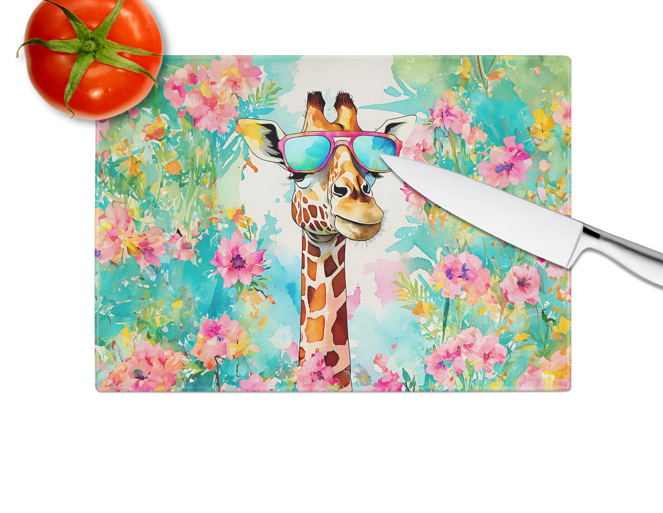 Hippie Animal Giraffe Glass Cutting Board