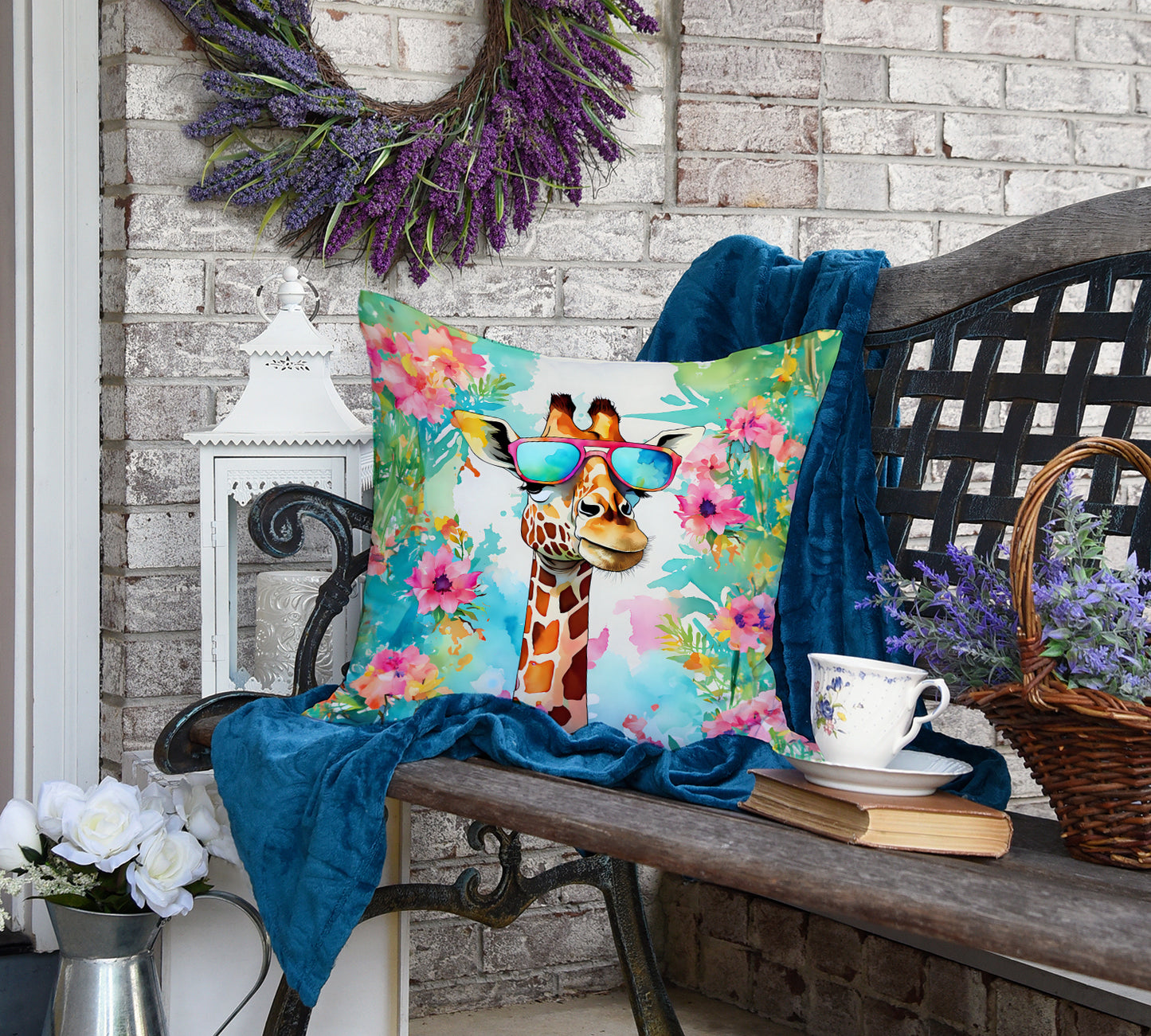 Hippie Animal Giraffe Throw Pillow