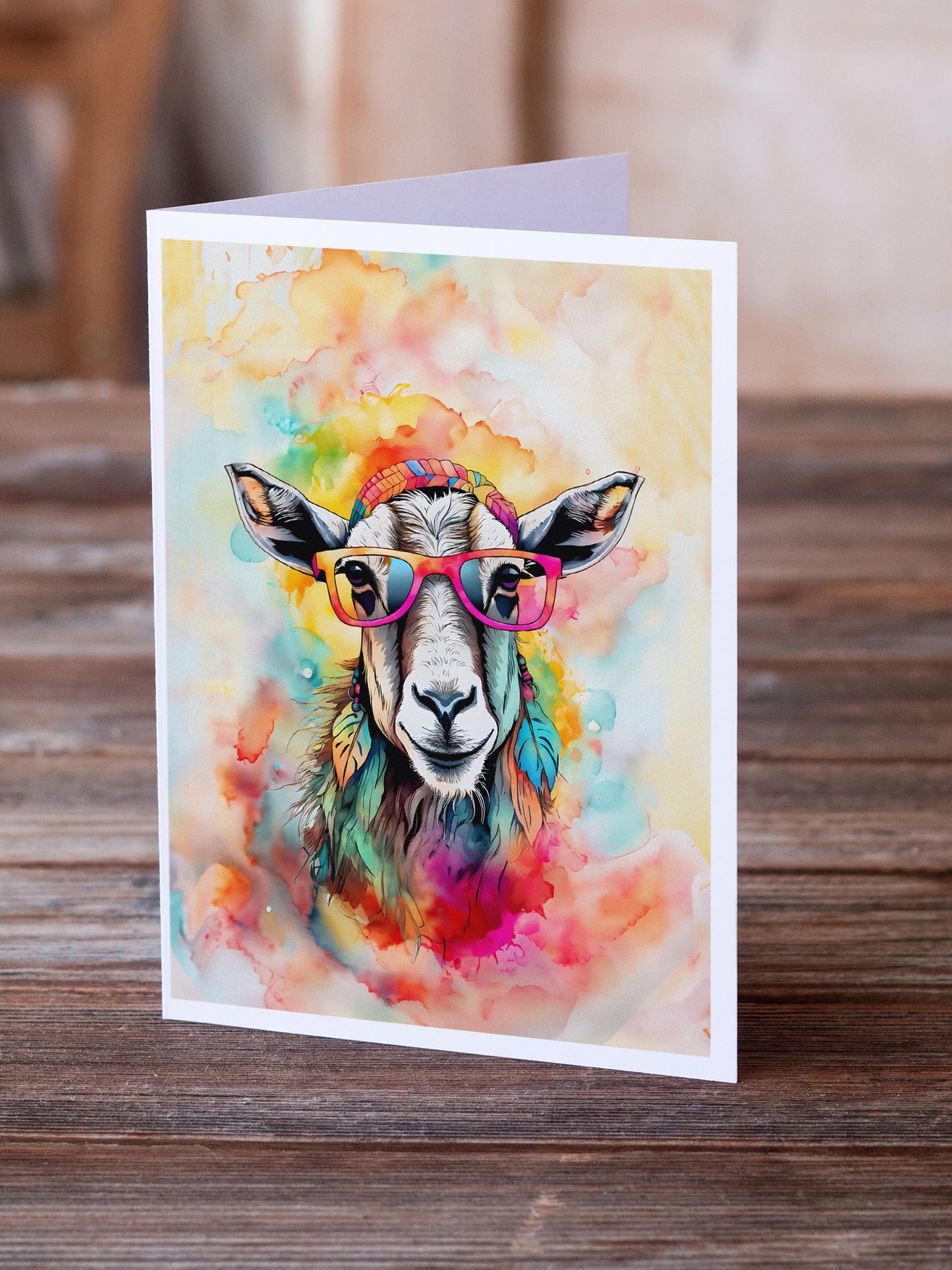 Hippie Animal Goat Greeting Cards Pack of 8