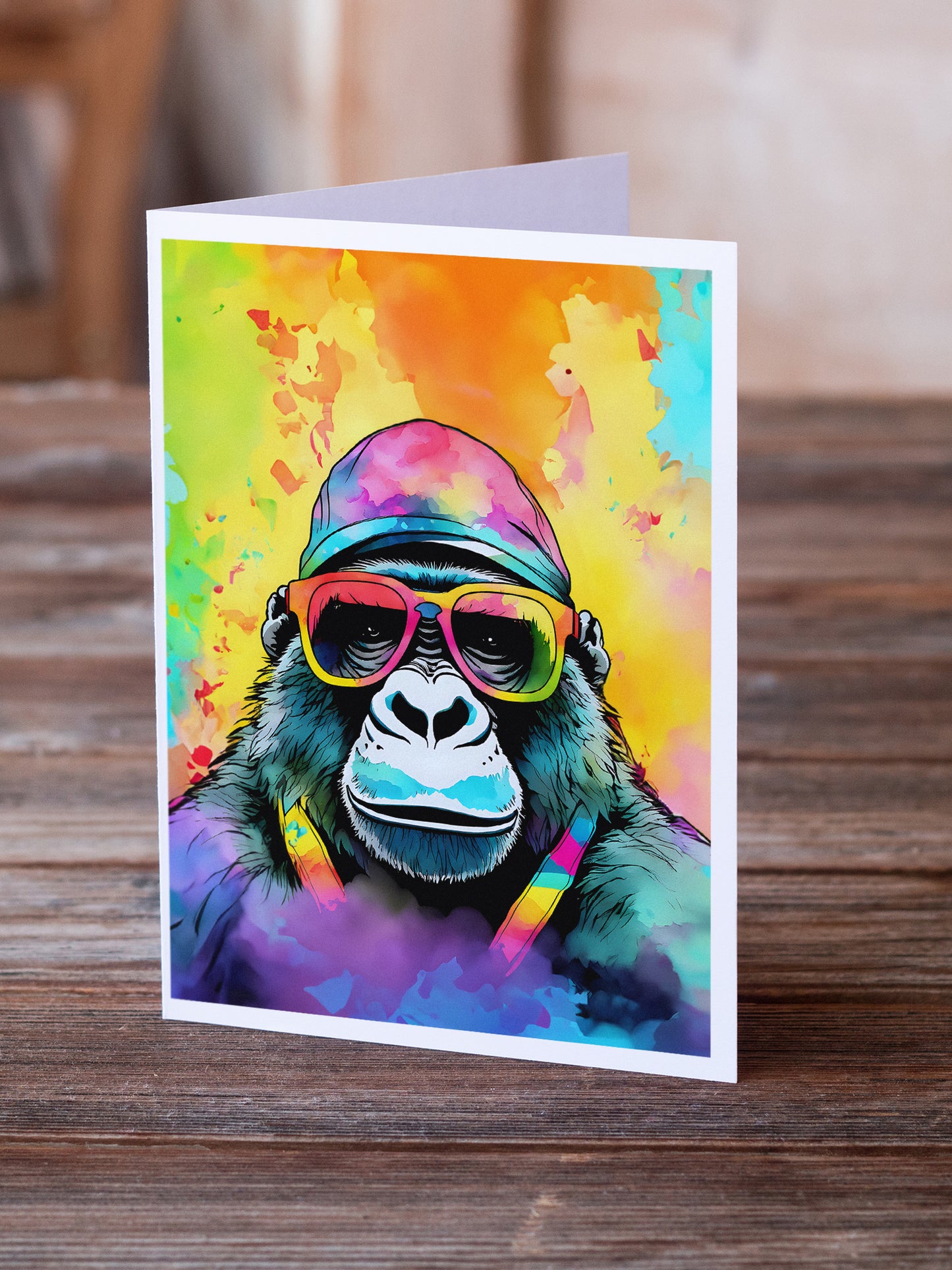 Hippie Animal Gorilla Greeting Cards Pack of 8