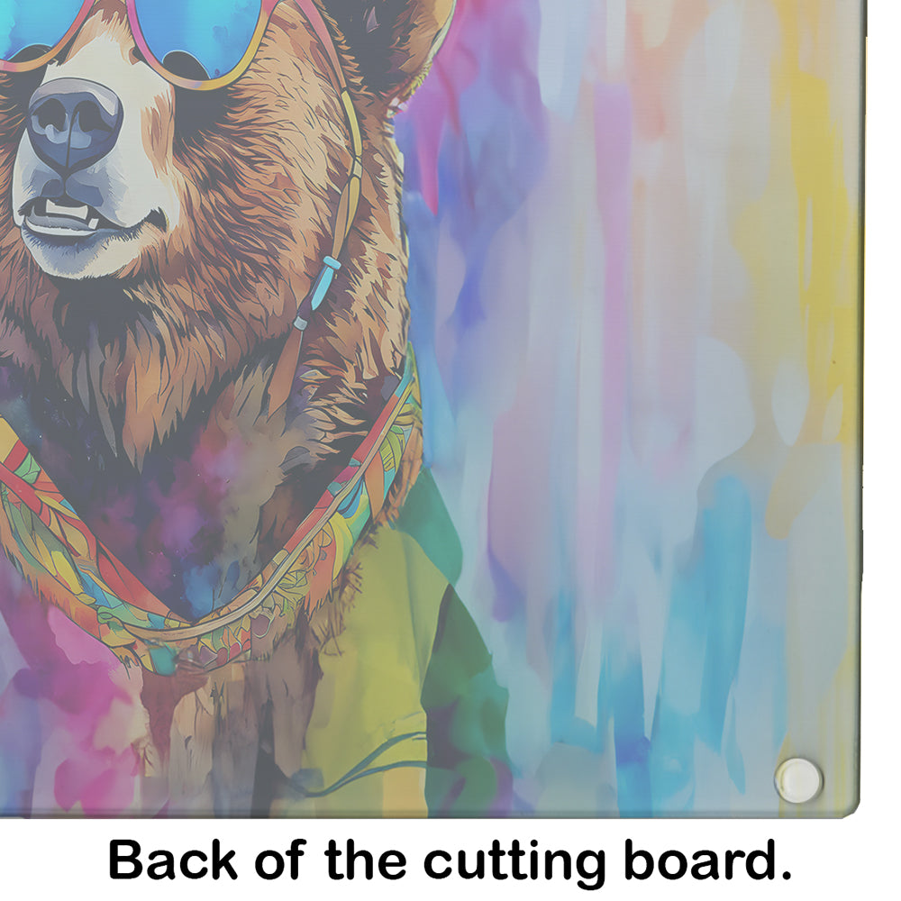 Hippie Animal Grizzly Bear Glass Cutting Board