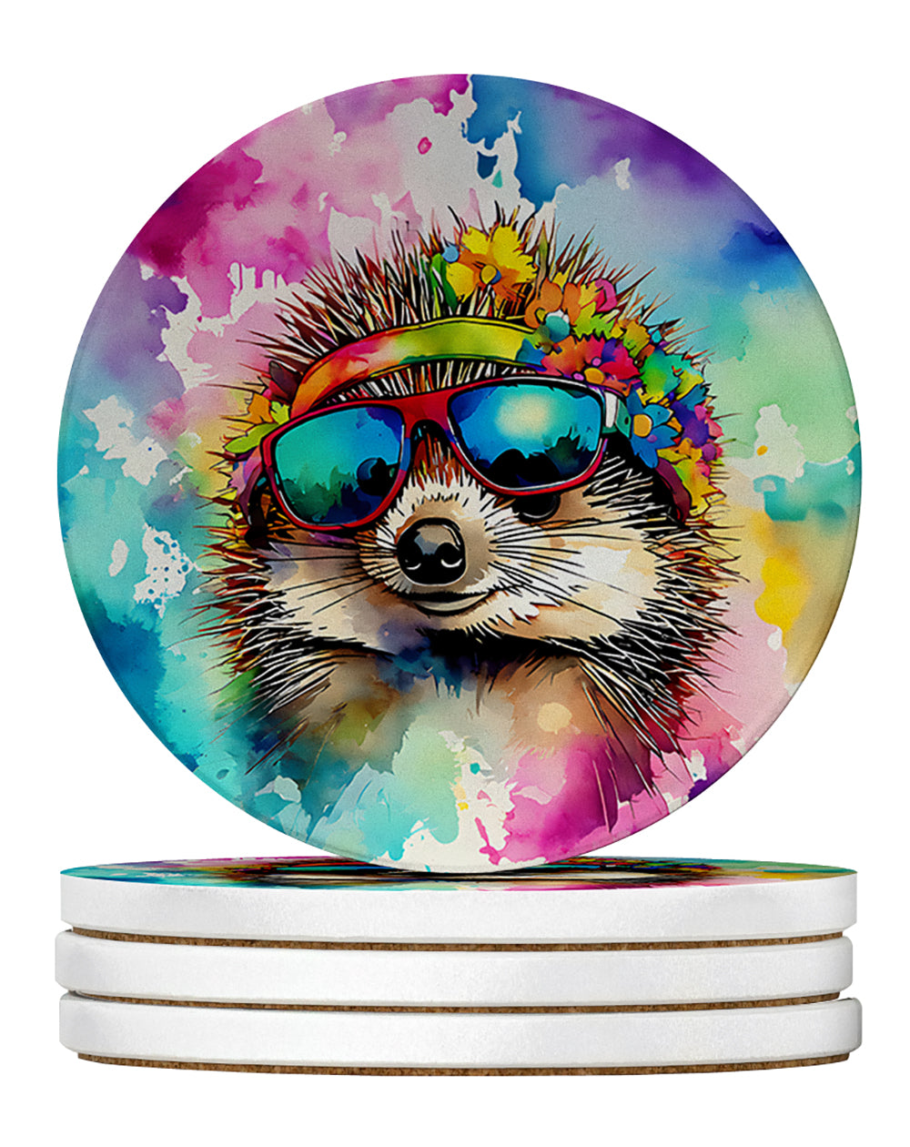 Buy this Hippie Animal Hedgehog Large Sandstone Coasters Pack of 4