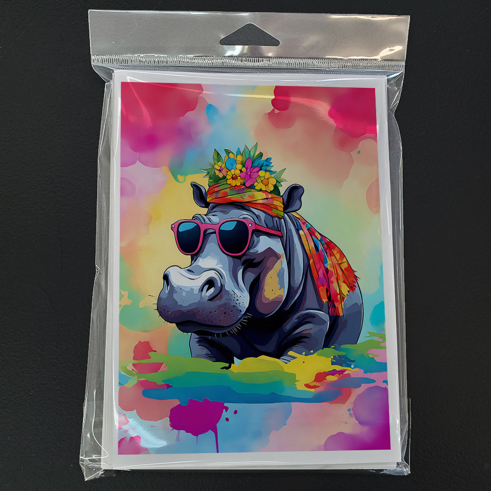 Hippie Animal Hippopotamus Greeting Cards Pack of 8