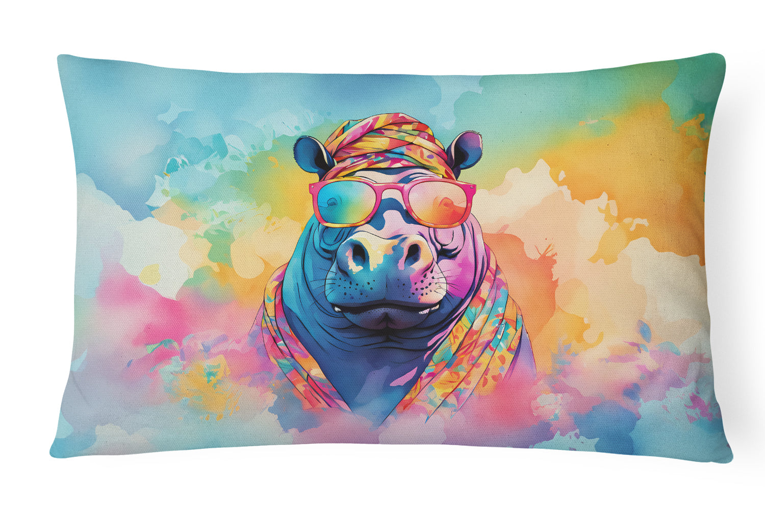 Buy this Hippie Animal Hippopotamus Throw Pillow