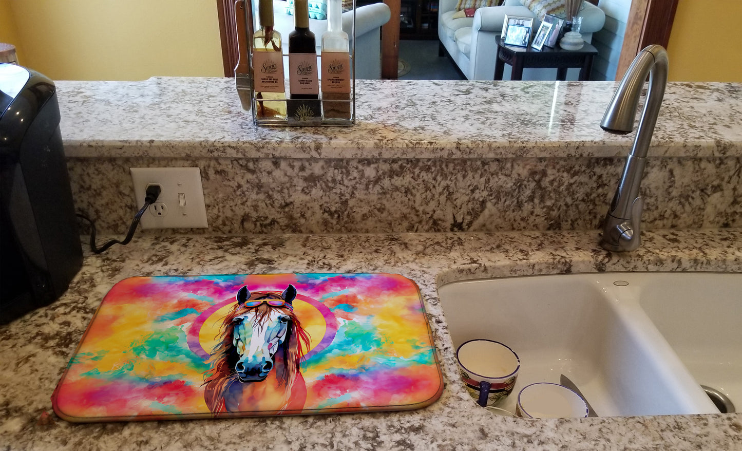 Hippie Animal Horse Dish Drying Mat