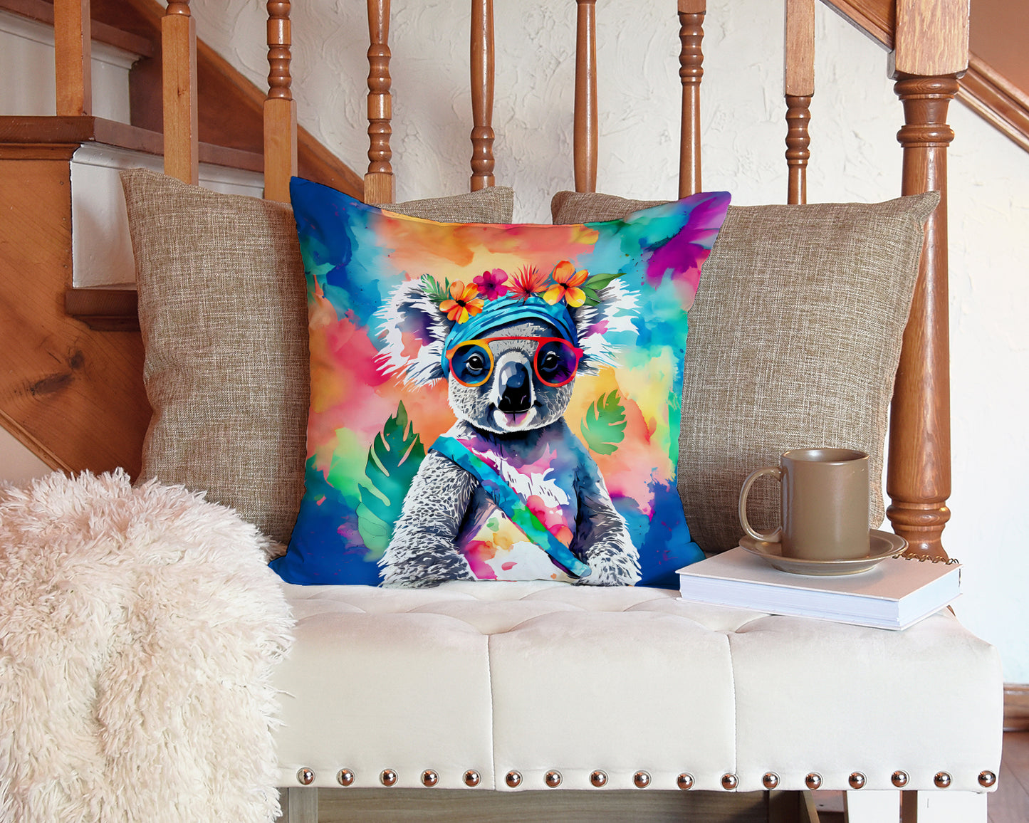 Hippie Animal Koala Throw Pillow