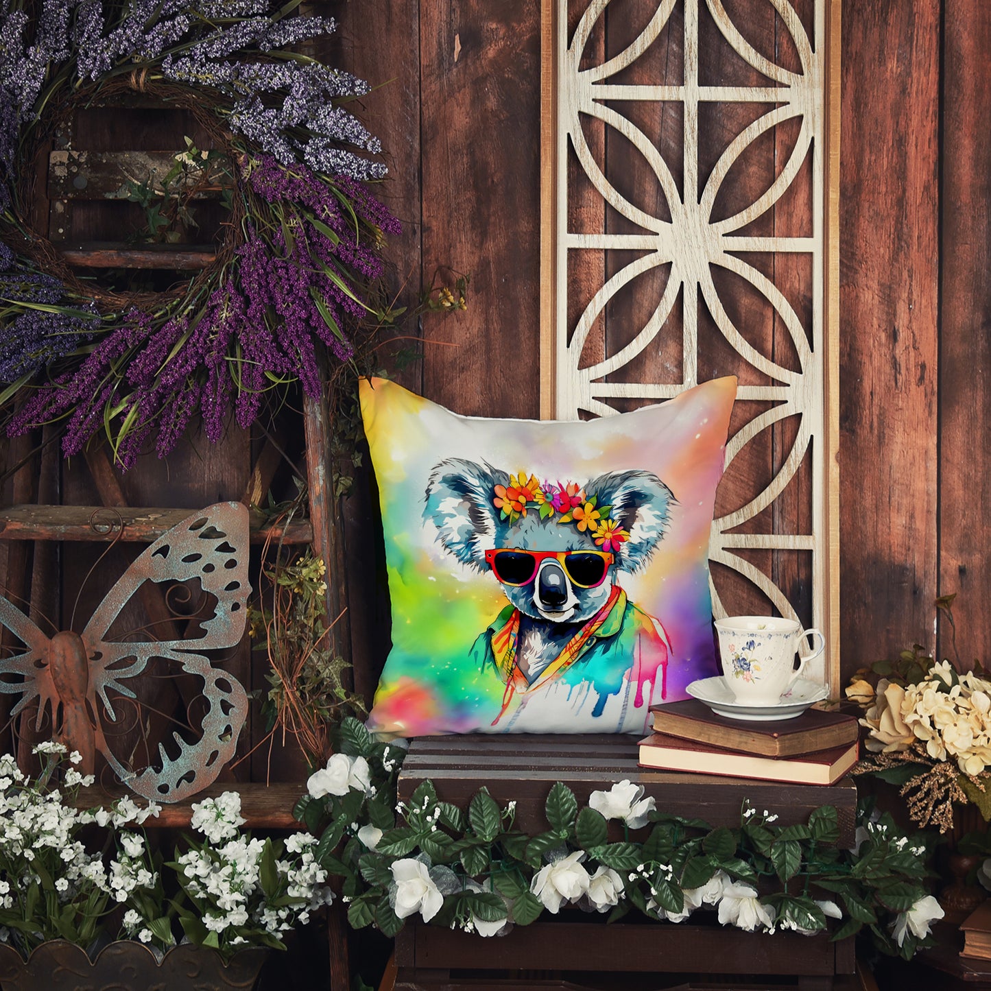 Hippie Animal Koala Throw Pillow