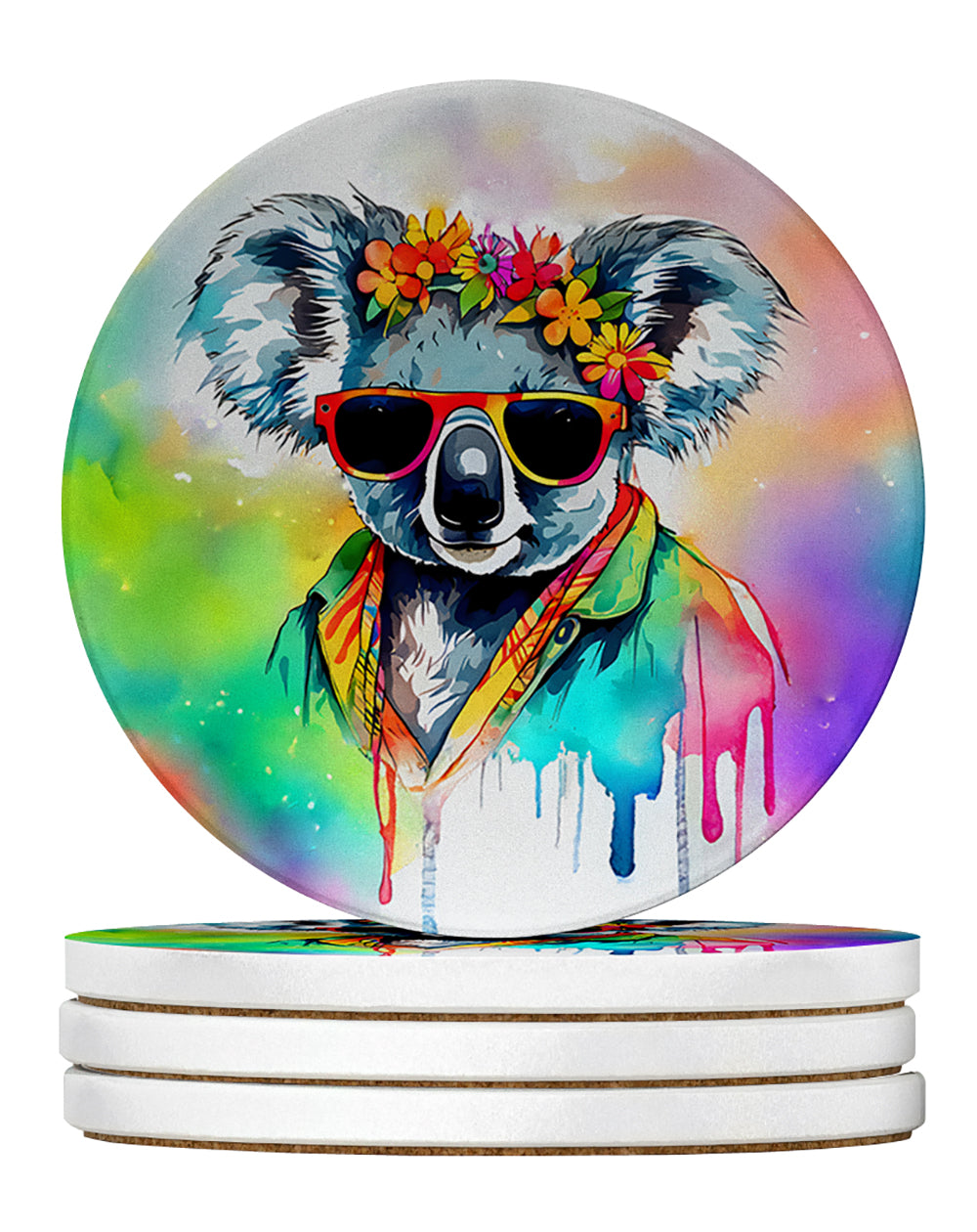 Buy this Hippie Animal Koala Large Sandstone Coasters Pack of 4