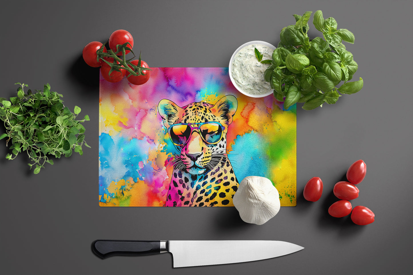 Hippie Animal Leopard Glass Cutting Board