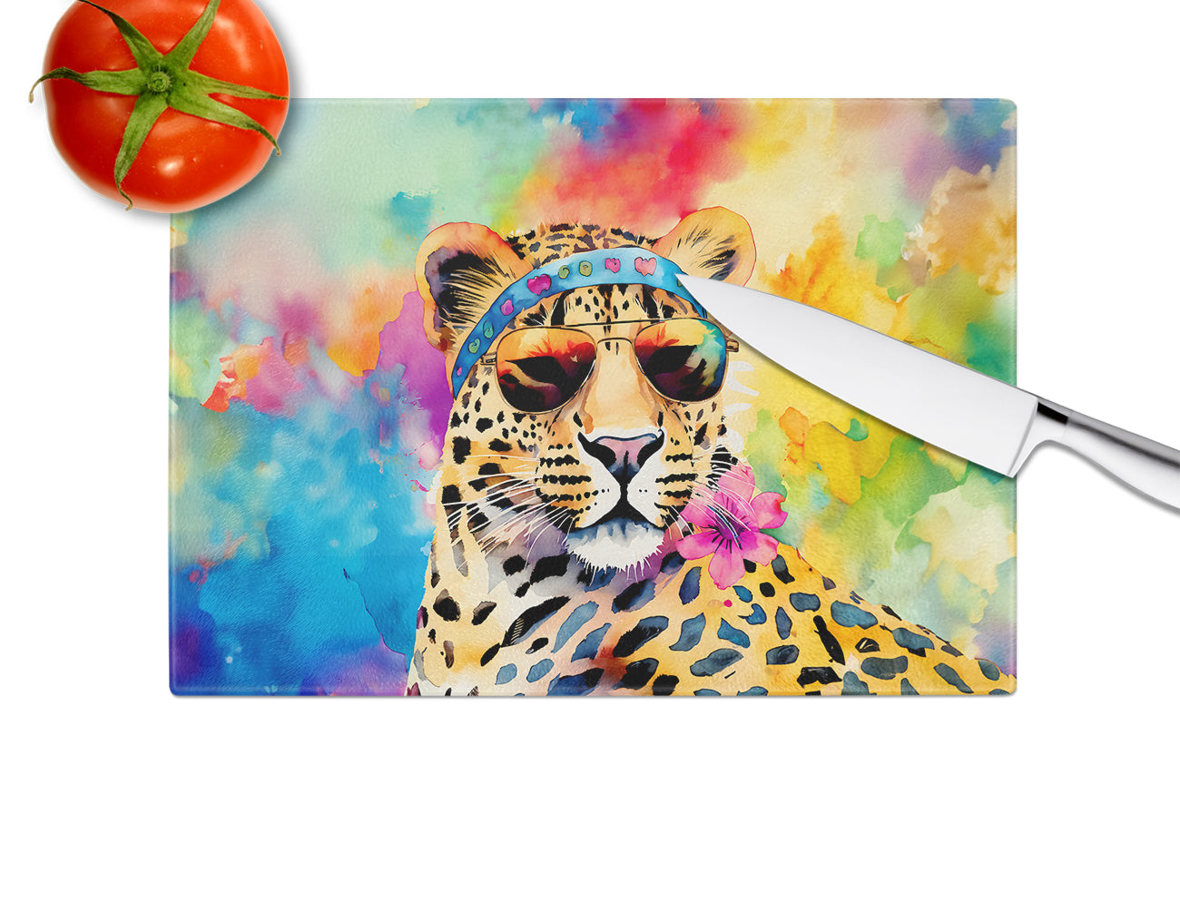 Hippie Animal Leopard Glass Cutting Board