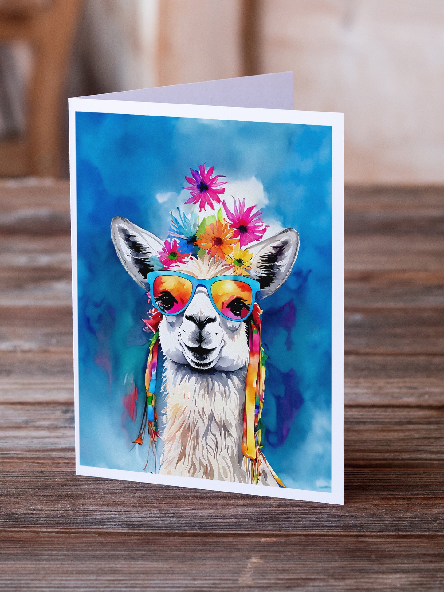 Hippie Animal Llama Greeting Cards Pack of 8