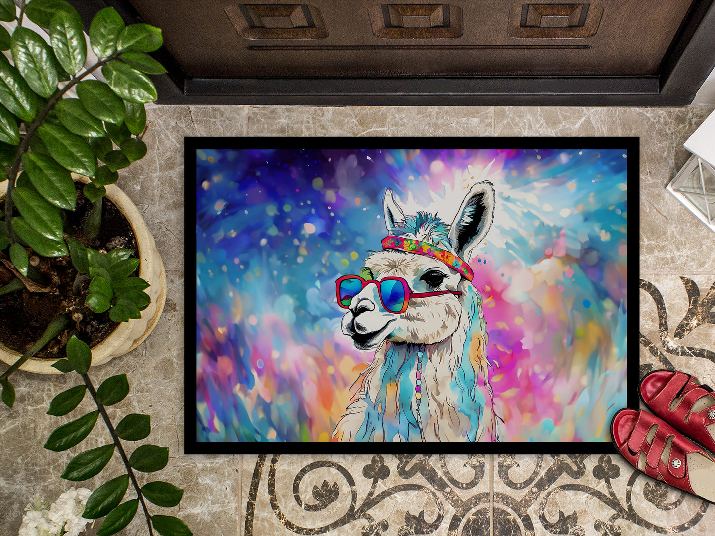 Hippie Animal Llama Doormat