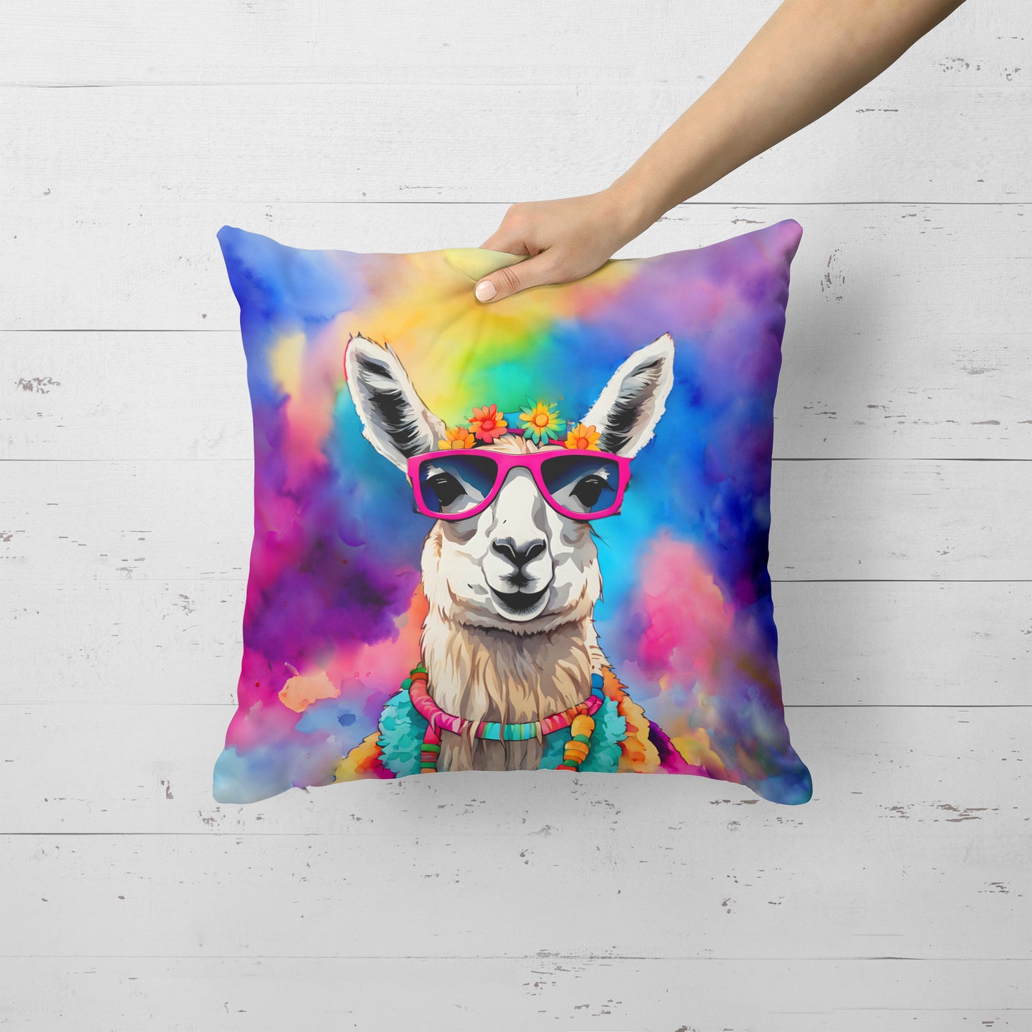 Hippie Animal Llama Throw Pillow