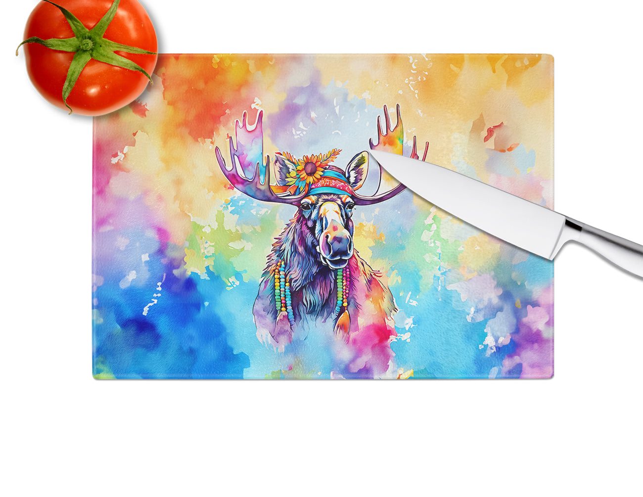 Hippie Animal Moose Glass Cutting Board