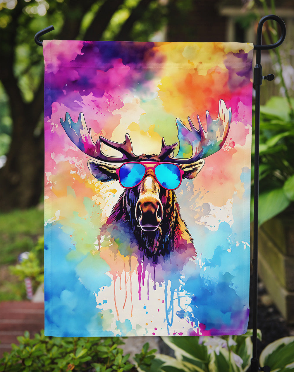 Hippie Animal Moose Garden Flag