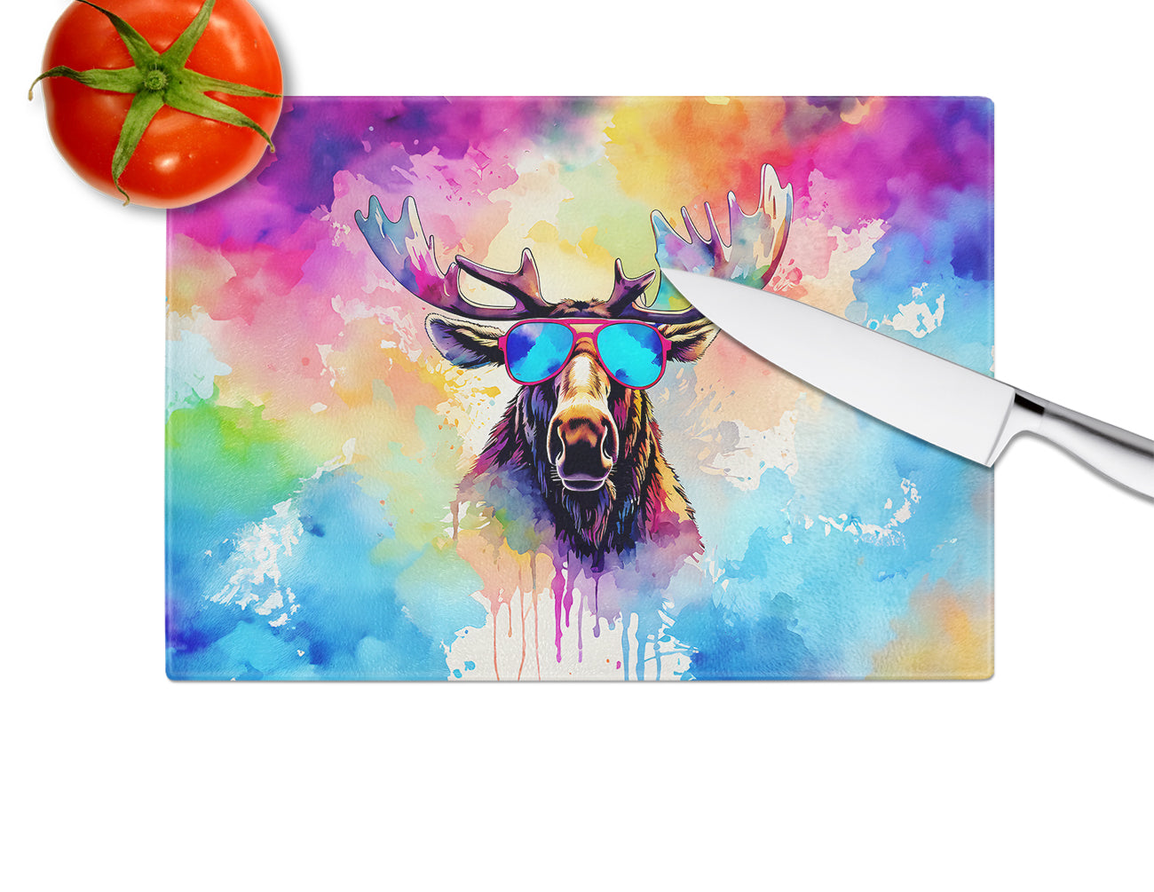 Hippie Animal Moose Glass Cutting Board