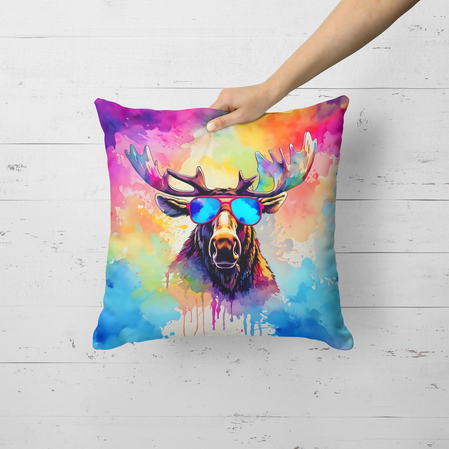 Hippie Animal Moose Throw Pillow