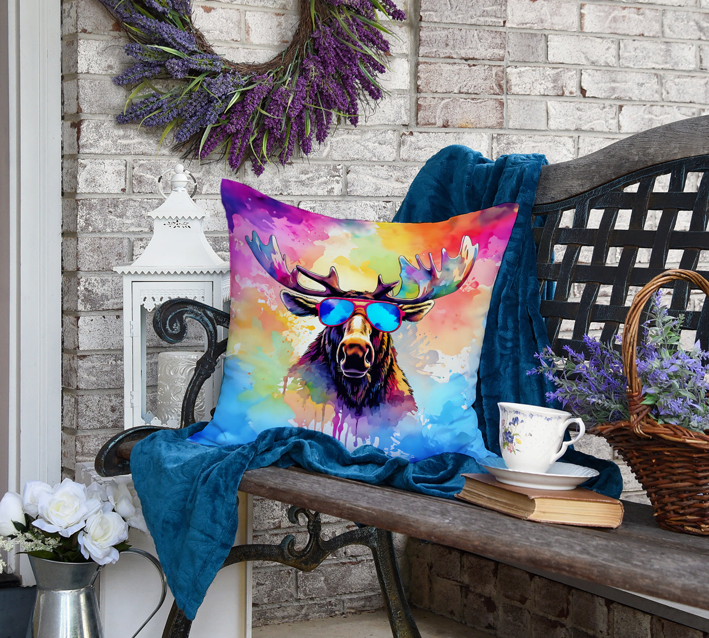 Hippie Animal Moose Throw Pillow