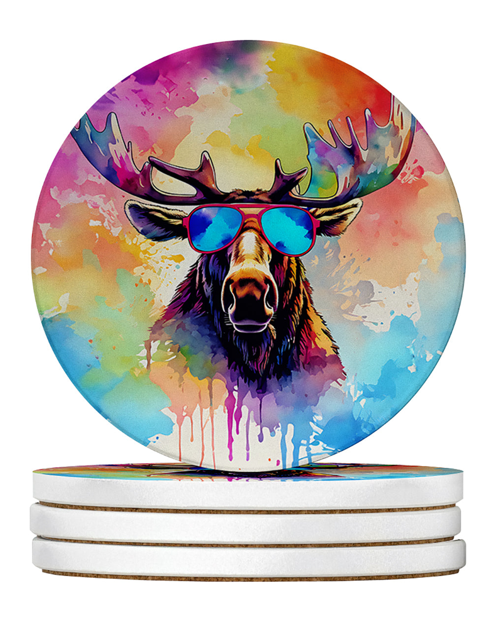 Buy this Hippie Animal Moose Large Sandstone Coasters Pack of 4