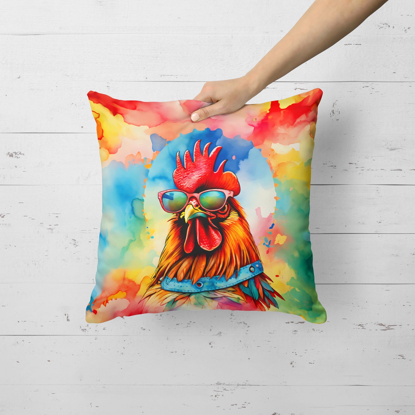 Hippie Animal Red Rooster Throw Pillow