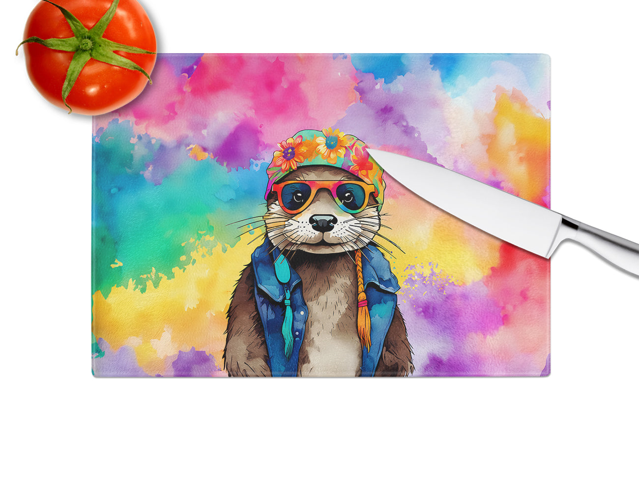 Hippie Animal Otter Glass Cutting Board