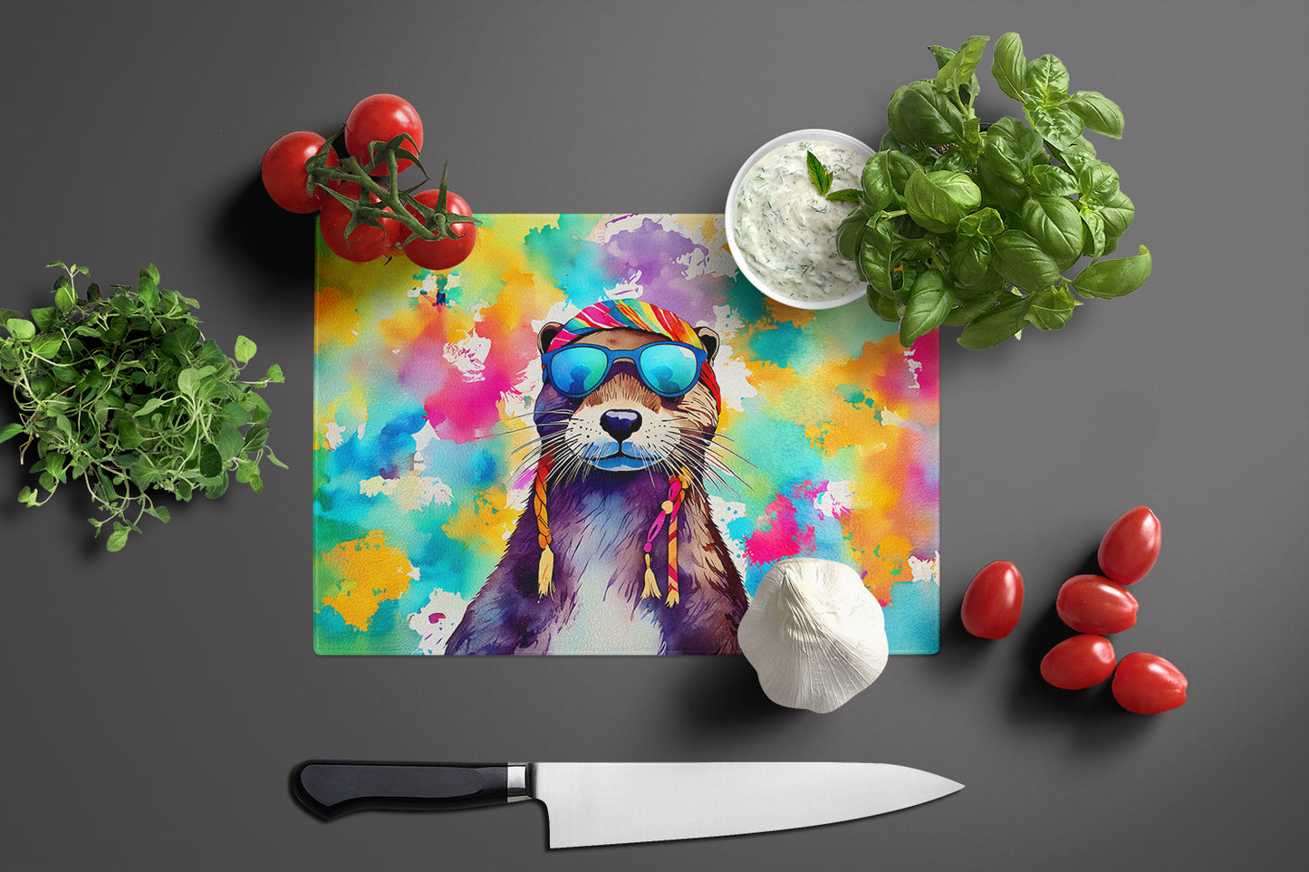 Hippie Animal Otter Glass Cutting Board