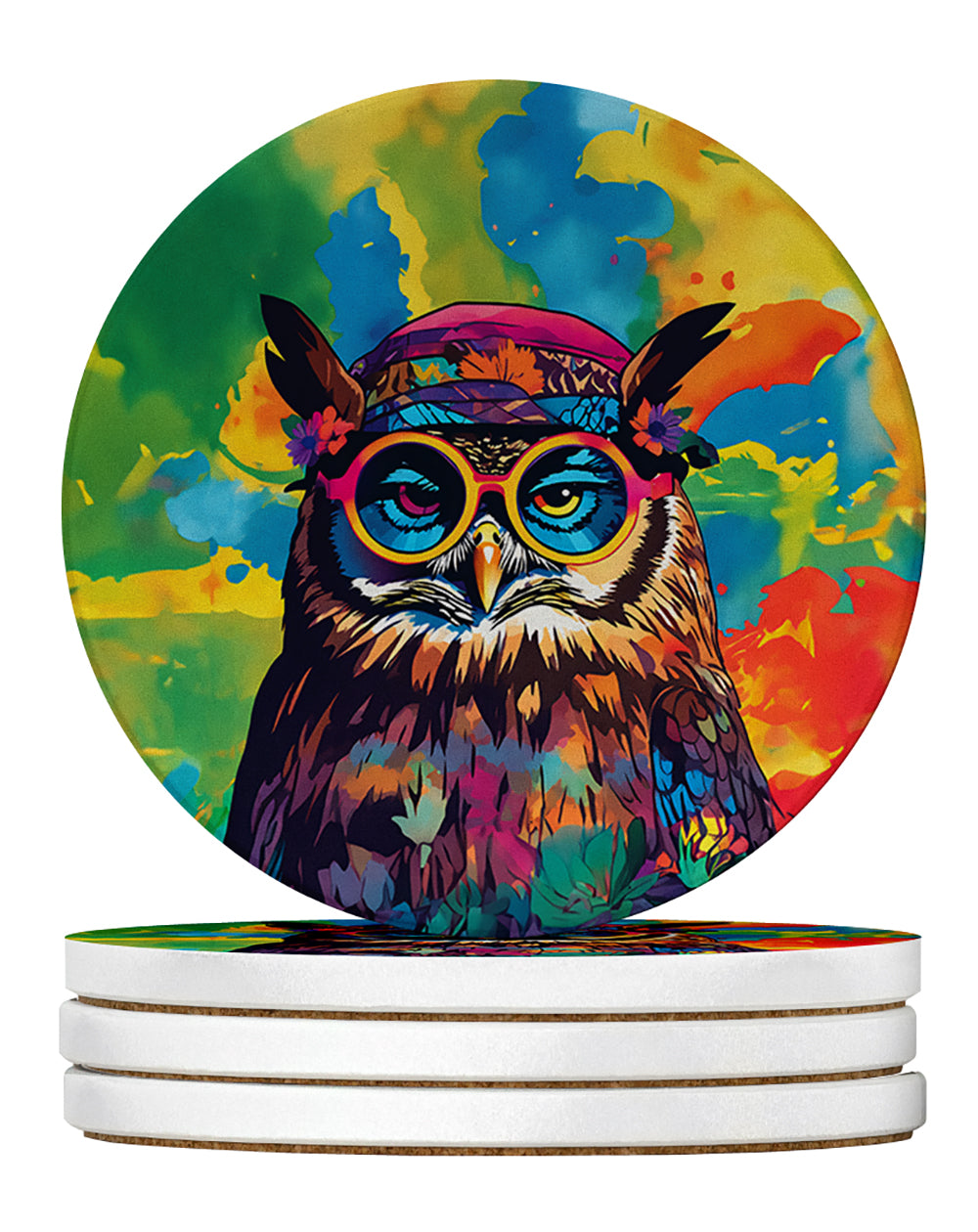 Buy this Hippie Animal Owl Large Sandstone Coasters Pack of 4