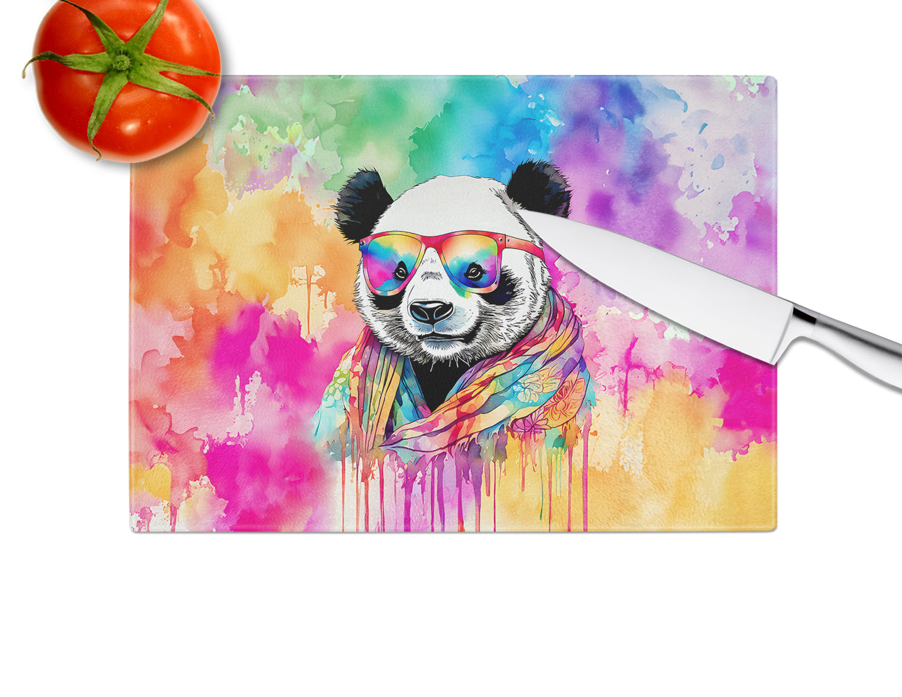 Hippie Animal Panda Glass Cutting Board