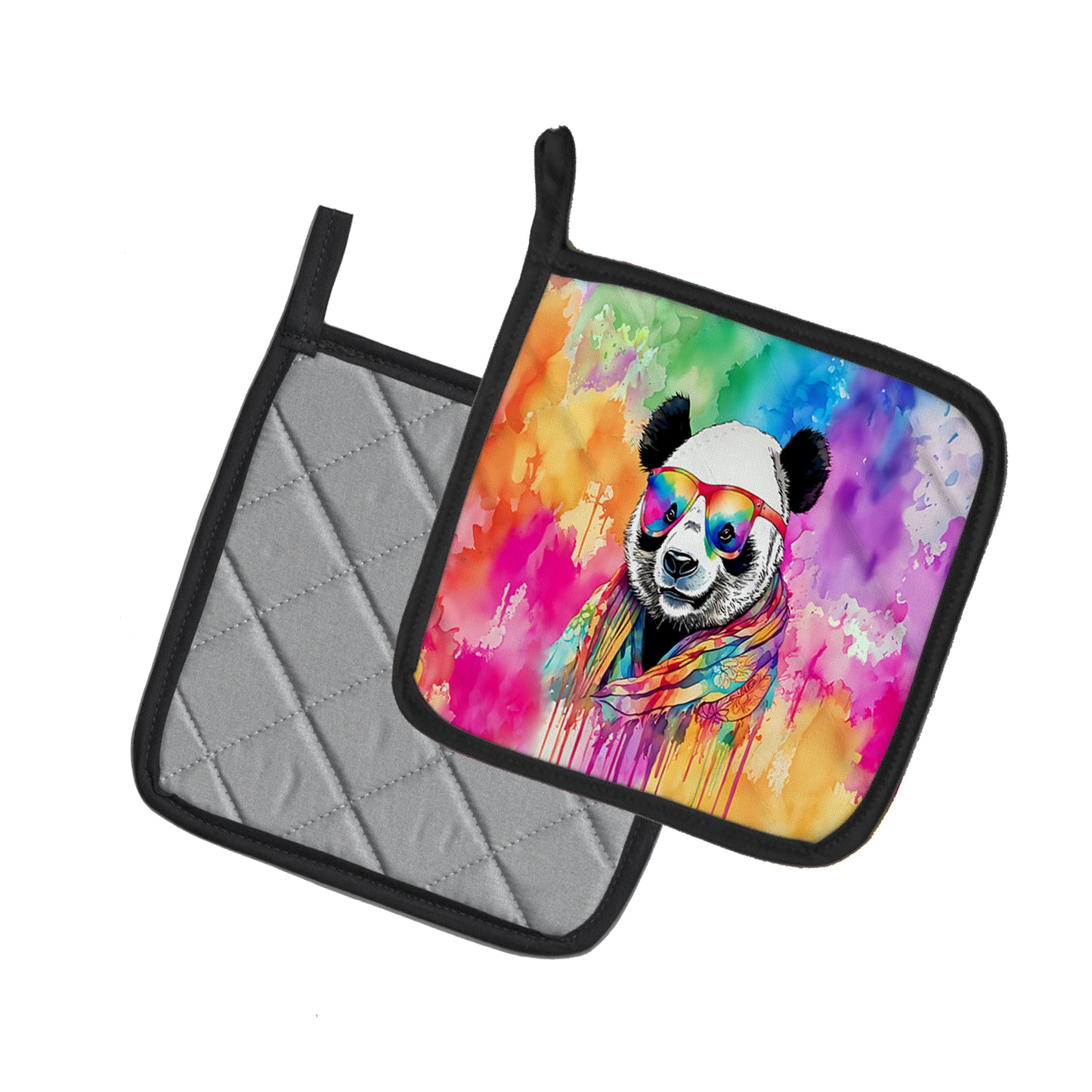 Hippie Animal Panda Pair of Pot Holders