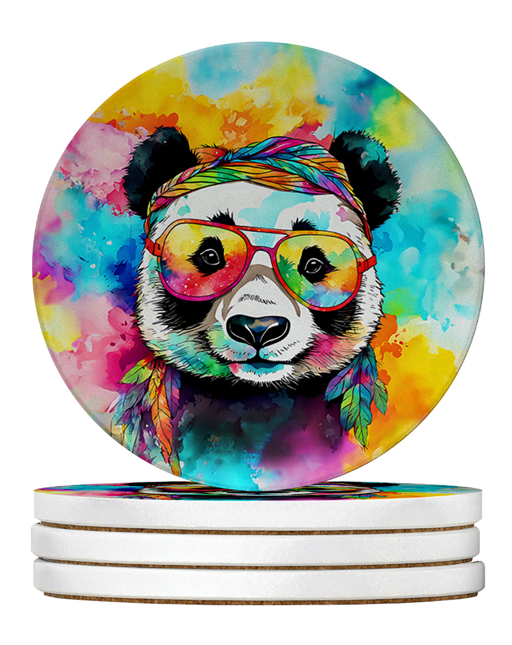 Buy this Hippie Animal Panda Large Sandstone Coasters Pack of 4