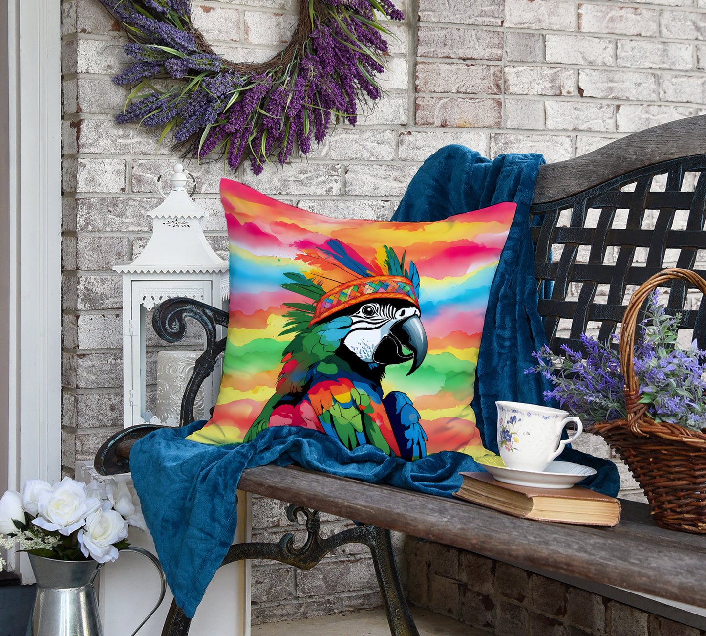 Hippie Animal Parrot Throw Pillow