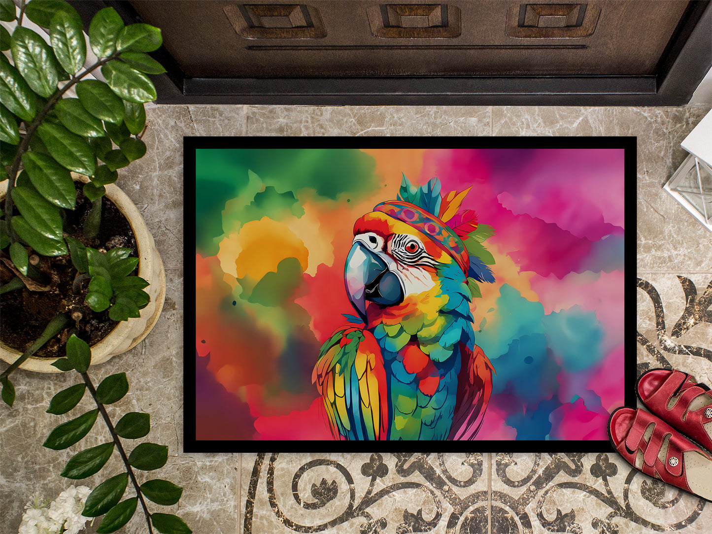 Hippie Animal Parrot Doormat