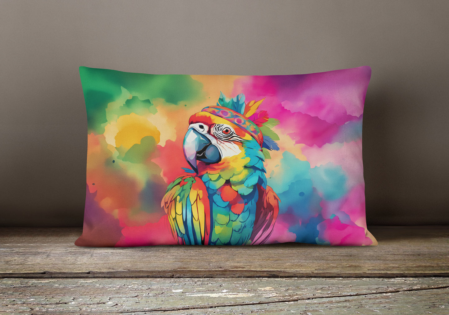 Hippie Animal Parrot Throw Pillow