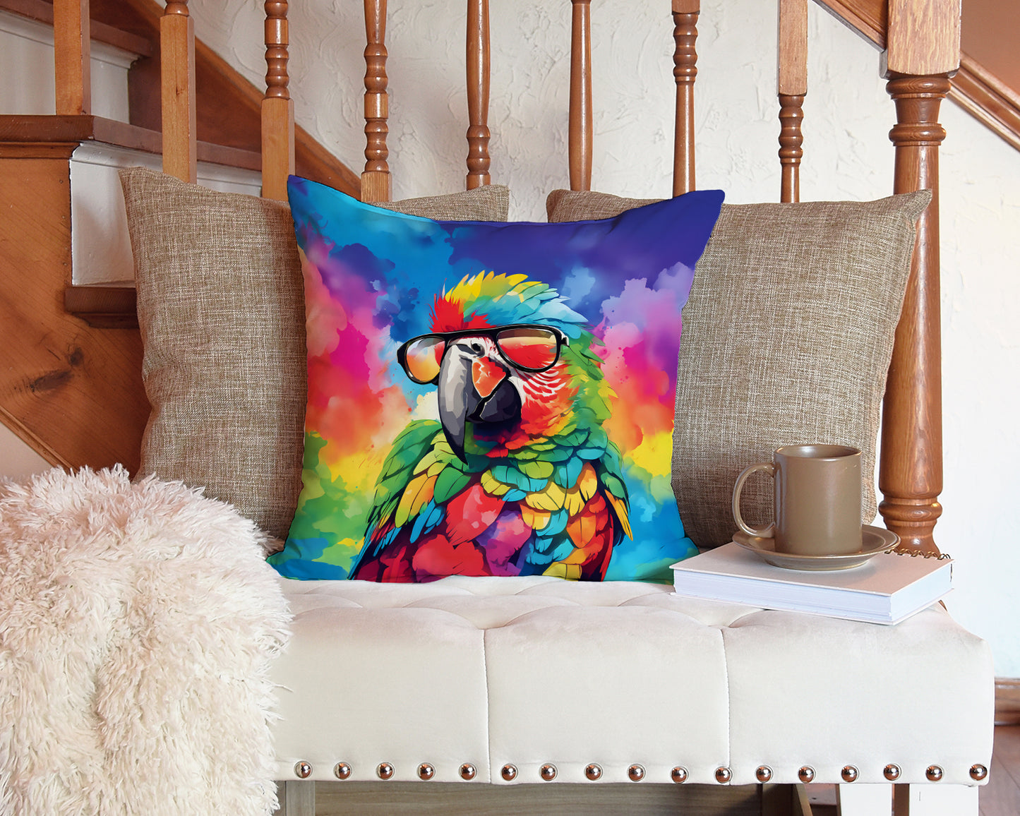 Hippie Animal Parrot Throw Pillow