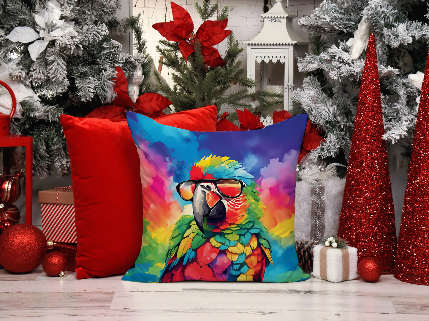 Hippie Animal Parrot Throw Pillow