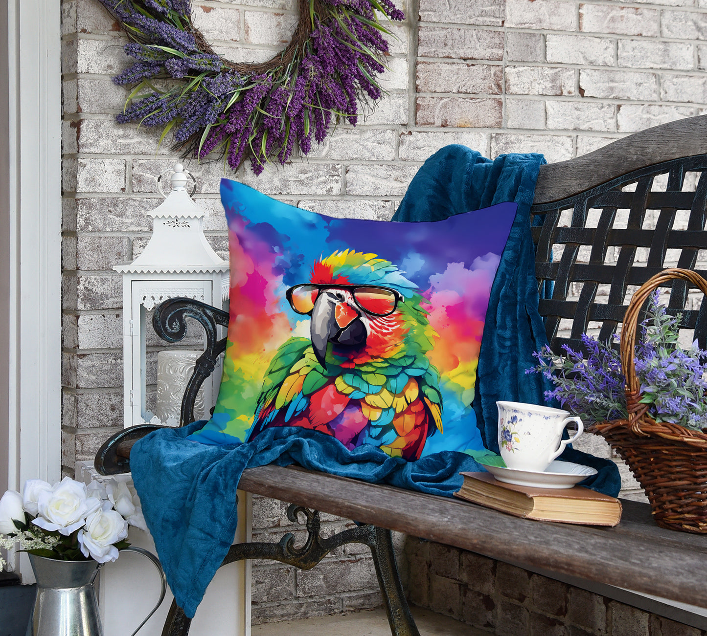 Hippie Animal Parrot Throw Pillow