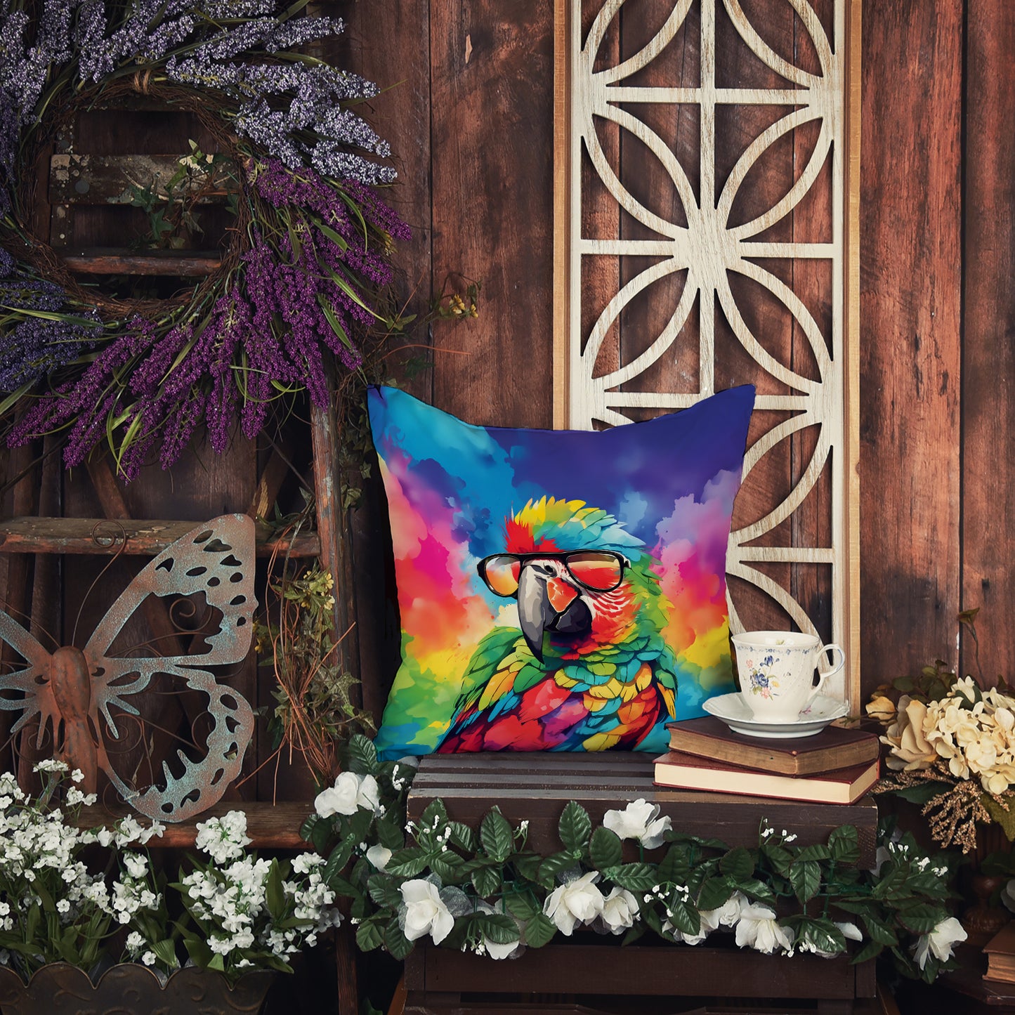 Hippie Animal Parrot Throw Pillow